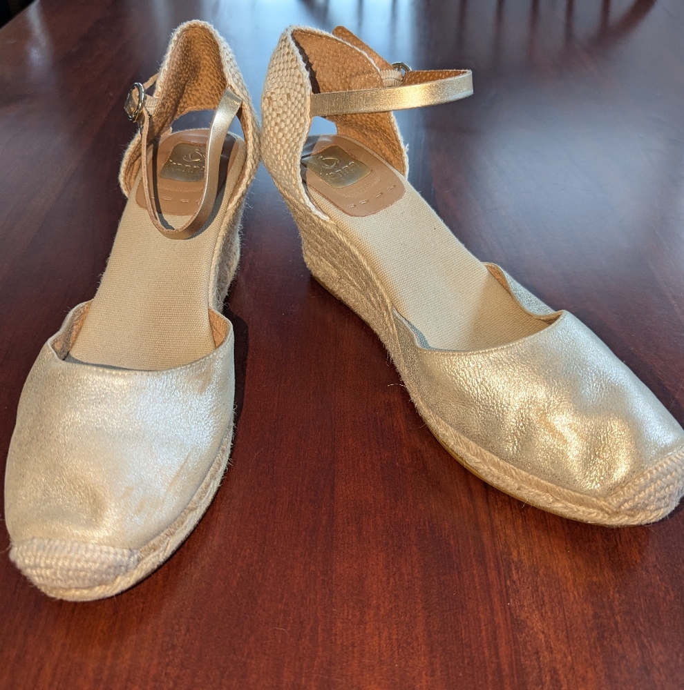 Kanna wedge Espadrilles, Size 41 (US 9.5), Gold